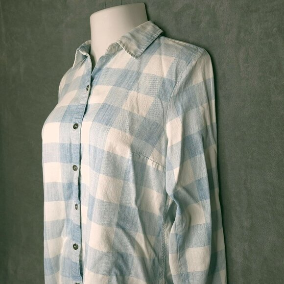 Soft Surroundings Womens Button Up Shirt Medium Plaid Long Sleeve Top Tunic - Picture 3 of 6